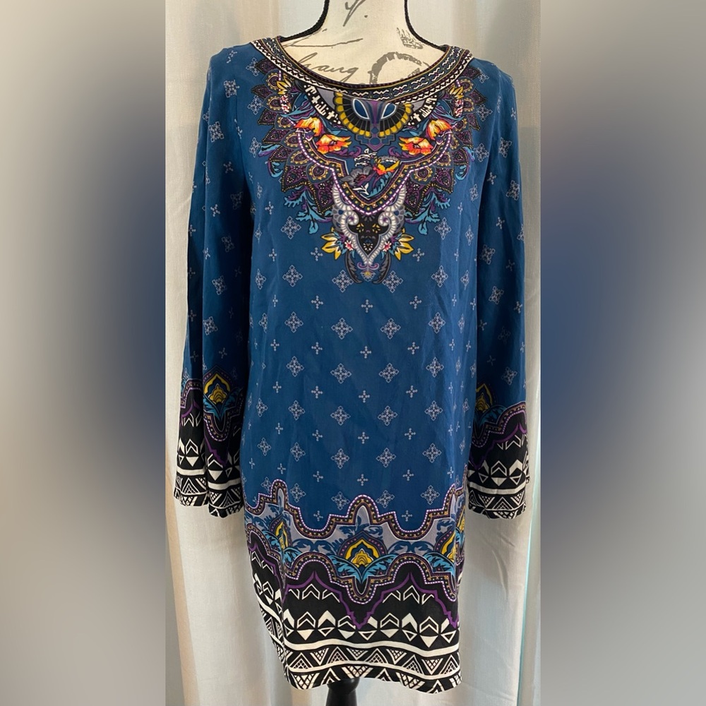 Flying Tomato Blue Patterned Tunic Dress